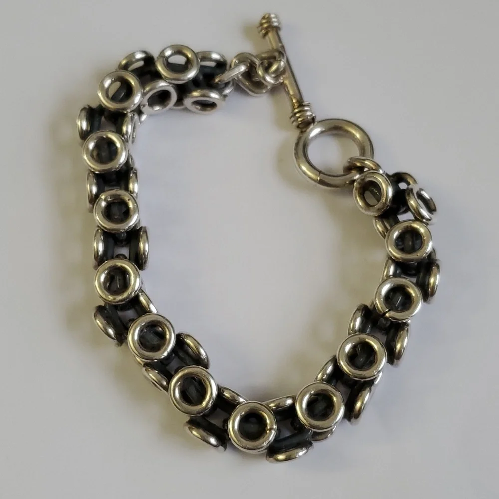 Sterling Silver 925 Circles and Linked Bracelet